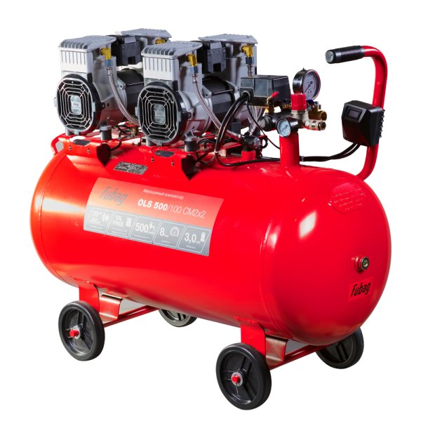 Компрессор воздушный безмасляный малошумный FUBAG OLS 500/100 CM2х2 + Набор пневмоинструмента (5 предметов) в ПОДАРОК в Санкт-Петербурге фото