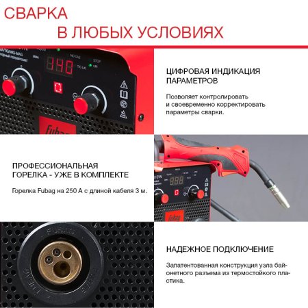 FUBAG Сварочный полуавтомат IRMIG 180 SYN с горелкой 250 А 3 м в комплекте в Санкт-Петербурге фото