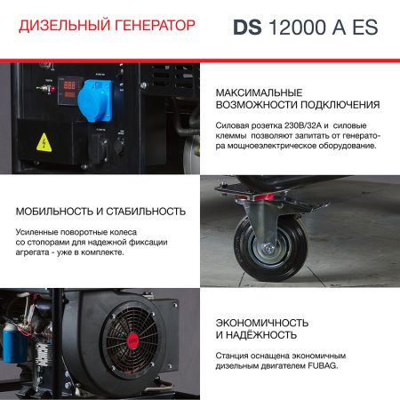 FUBAG Дизельный генератор с электростартером и коннектором автоматики DS 12000 A ES в Санкт-Петербурге фото